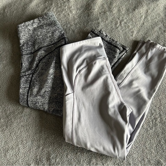 Pants - Bundle of Gray and Black Activewear, Gym, Running Leggings Set with Pockets
